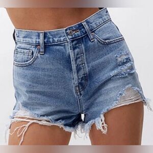 PacSun High Waisted Ripped Blue Denim Shorts Women’s Size 23